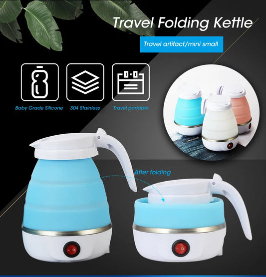 0.6L Mini Folding Kettle Portable Water Heater 600W Silicone Compression Electric Kettle Home Kettle Easy To Travel With