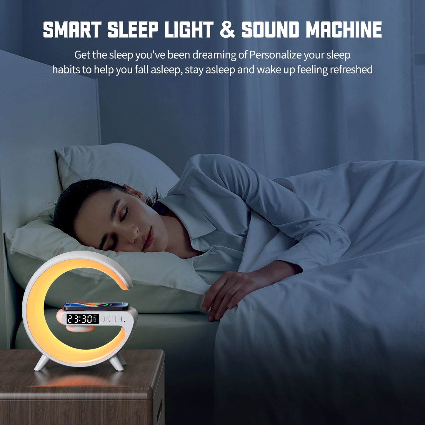 G Smart RGB Lamps Wireless Charger 15W Alarm Clock Bluetooth Speaker Music light For iPhone 15 14 13 12 Samsung