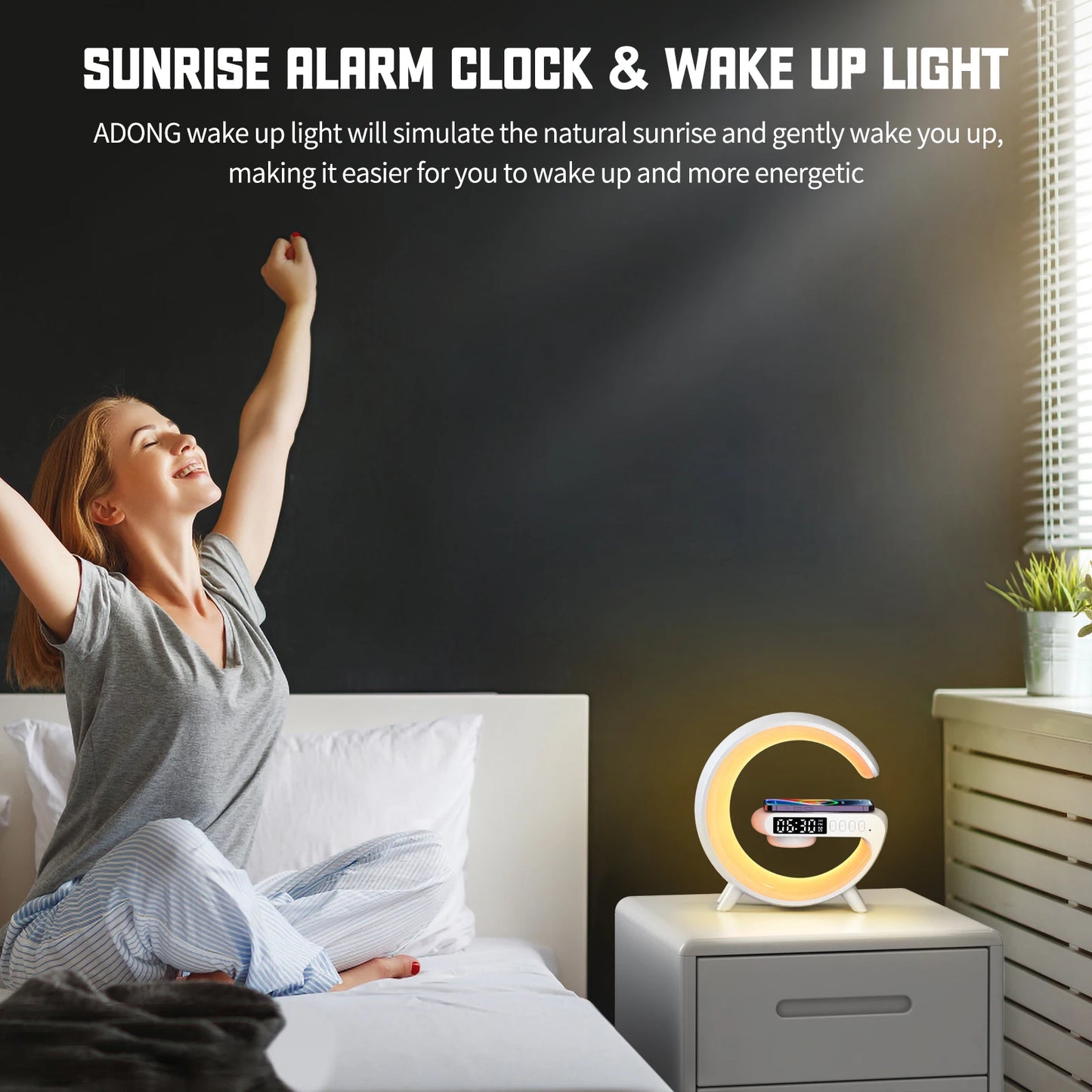 G Smart RGB Lamps Wireless Charger 15W Alarm Clock Bluetooth Speaker Music light For iPhone 15 14 13 12 Samsung